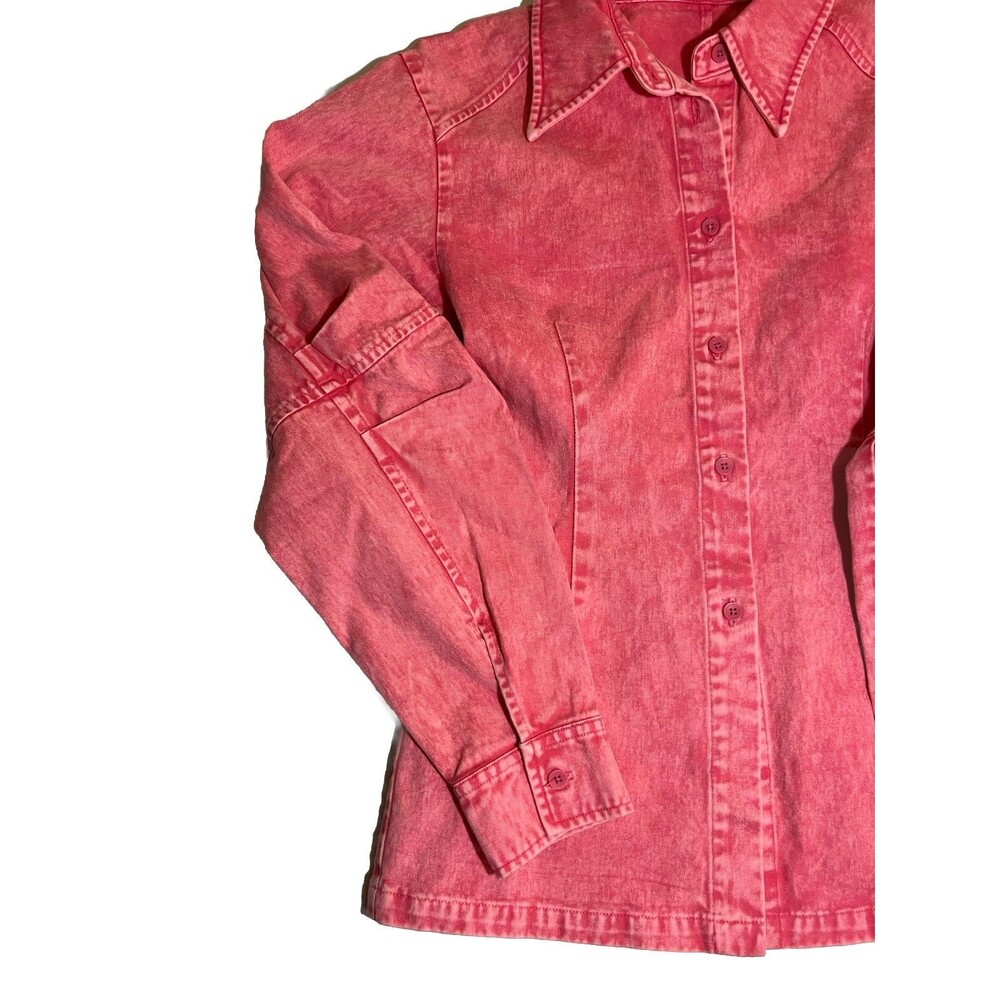 NEW URBAN REVIVO Cotton Pink Collared Button Long Sleeve Blouse Size 2 or XS - Picture 6 of 8